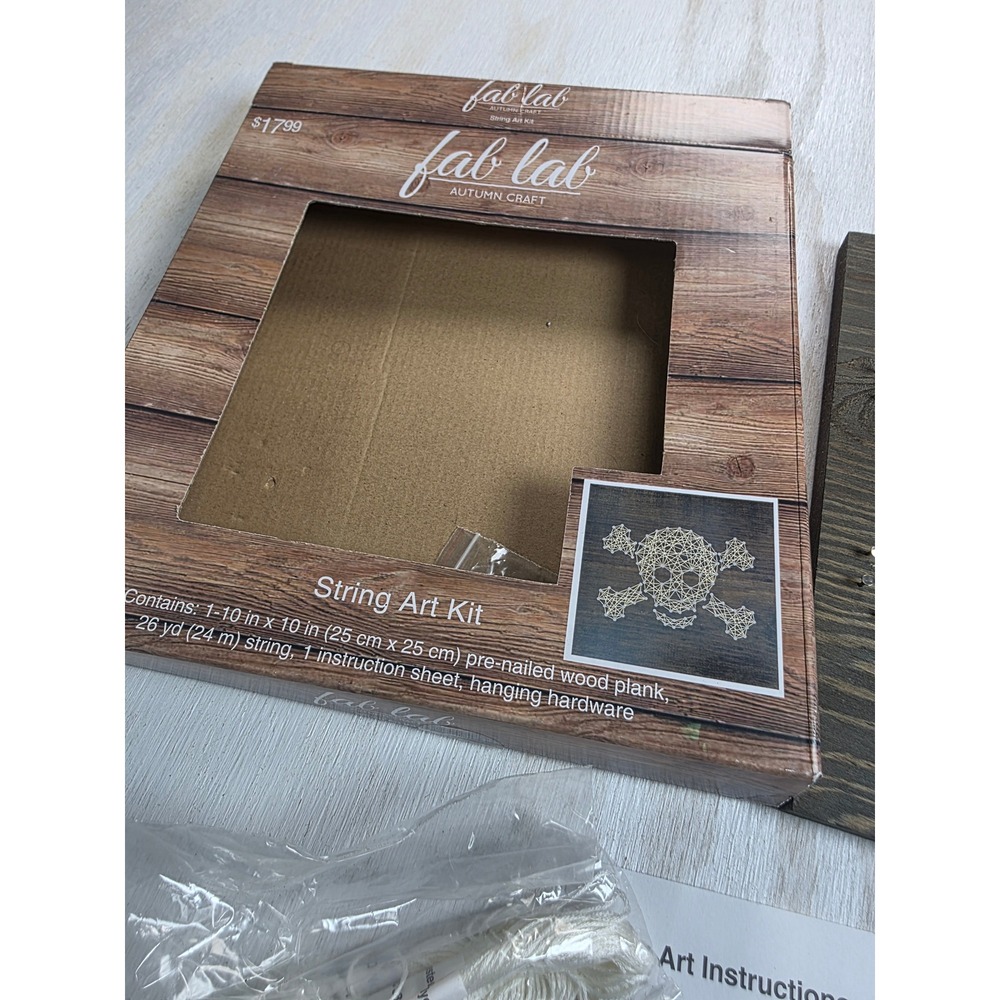 Fab Lab String Art Kit Skull Crossbones Wood Plank DIY Gothic Grunge Decor